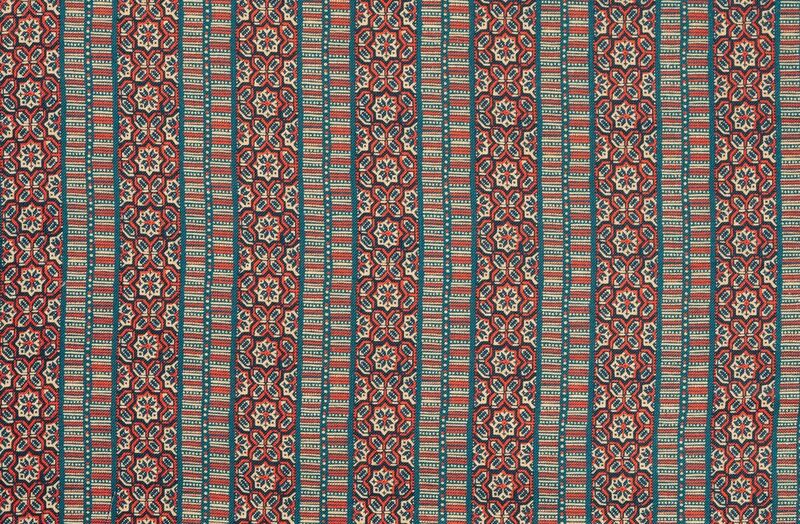 Casimir Rayé Corail fond peacock